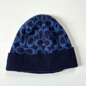 Coach Signature Navy Beanie Cashmere Blend